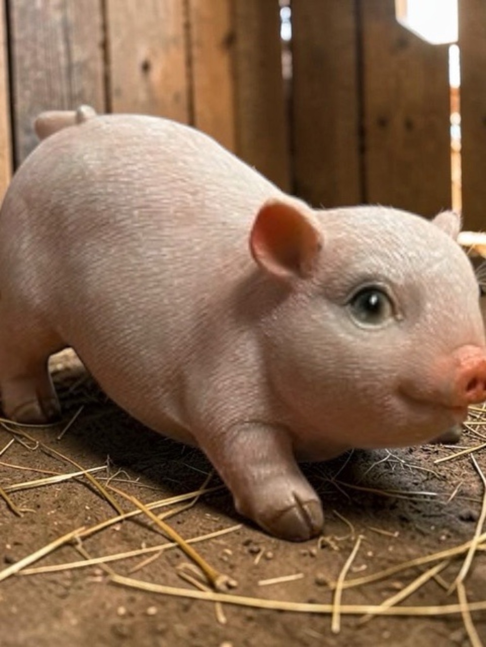 Realistic Piglet Figurine Pink Resin Pig Farmhouse Barnyard Country Decor 5”